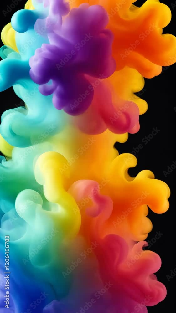 Wall mural vibrant colored smoke swirls against a dark background creating a mesmerizing visual effect