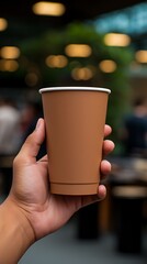 A hand holding a disposable cup
