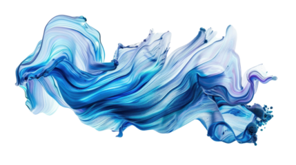 
Flowing, trickling blue paint on transparent background 
