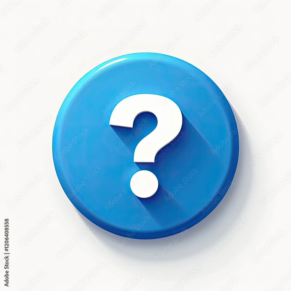 Canvas Prints a blue circle button with a large white question mark. simple, clean design perfect for websites, ap