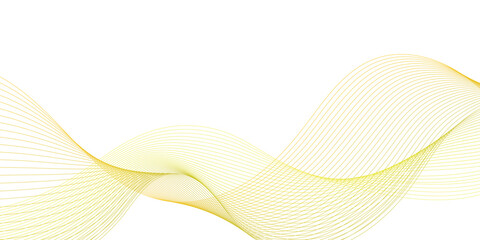 Luxury yellow golden wavy curve lines background. Digital futuristic technology concept. Gradient banner background. Science, banner, business, poster, template, music background.
