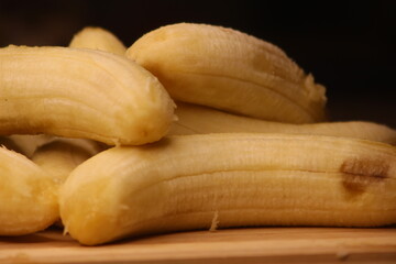Close up of bananas without peel