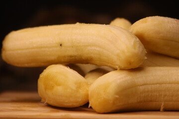 Close up of bananas without peel