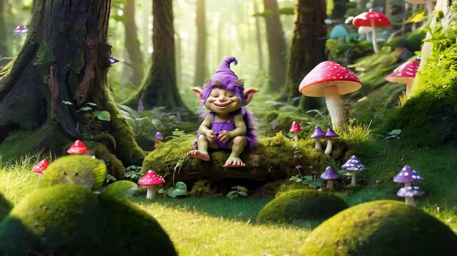 Enchanted Forest: A whimsical goblin in a mossy glade