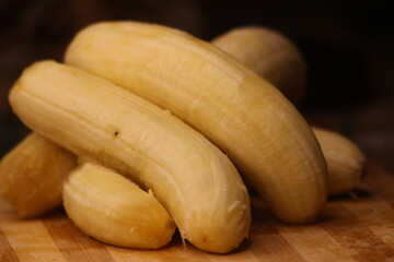Close up of bananas without peel