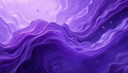 Fototapeta premium Abstract Purple Waves Flowing Softly With Glowing Particles