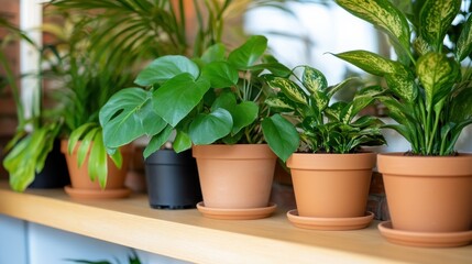 Obraz premium Nurturing a vibrant green space through careful plant care in a cozy home