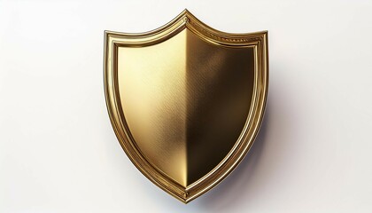 a blank gold shield isolated on white background