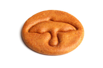 Dalgona cookies Korean sweet honeycomb on white background
