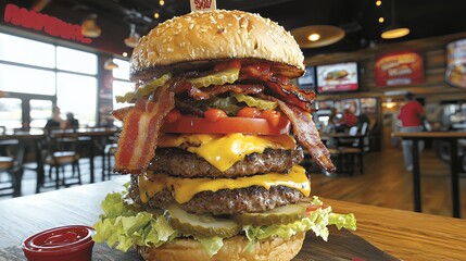The Mammoth Burger: A Culinary Colossus at Red Robin Gourmet Burgers and Brews