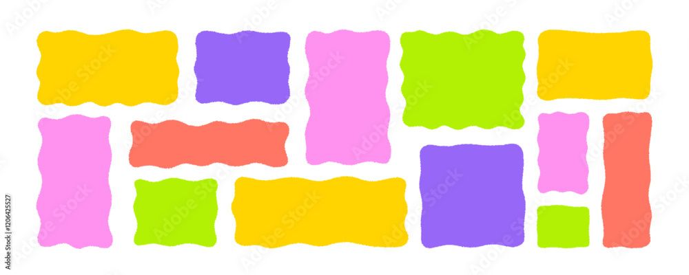 Leinwandbilder set of colorful wavy organic rectangles and squares. hand drawn vector geometrical shapes, funky fra