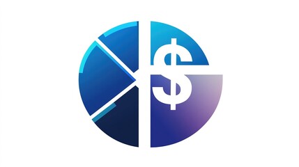 Obraz premium Blue line Pie chart infographic and dollar symbol icon isolated on white backgroundDiagram chart sign.