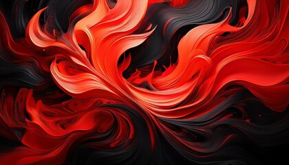 abstract design featuring bold red and black flame patterns creating a dynamic visual effect