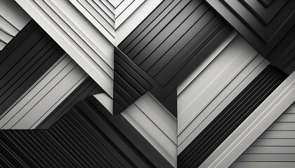 3d render of black and white abstract background with geometric shapes