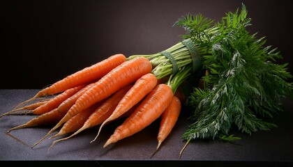carrot bunch with tops attached ready for use