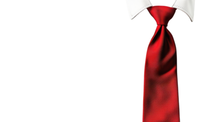 Elegant red necktie on transparent background