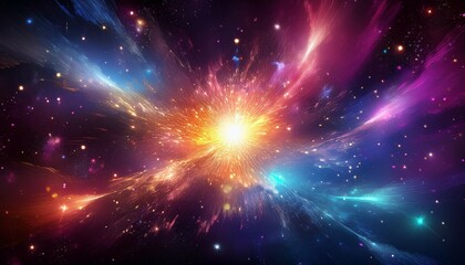 Fototapeta premium abstract explosion of colorful particles and lights in a cosmic like space