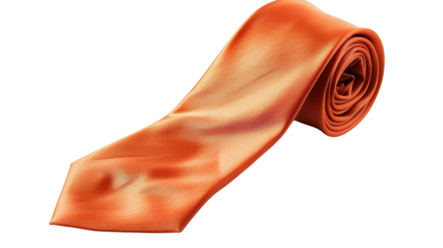Elegant orange necktie on transparent background