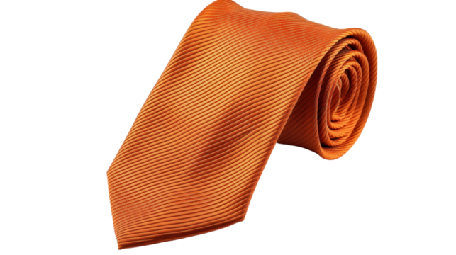 Elegant orange necktie on transparent background