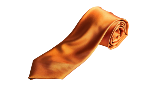 Elegant orange necktie on transparent background