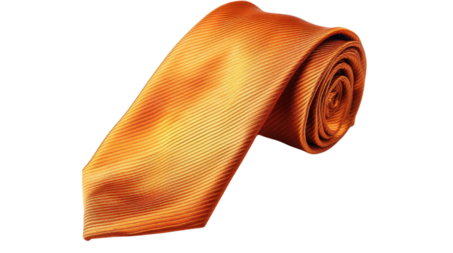 Elegant orange necktie on transparent background