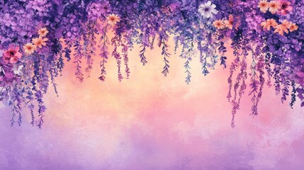 Pastel Purple Flowers Cascading Down A Soft Background