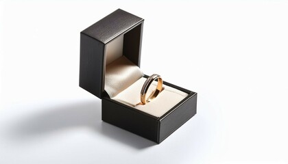 a wedding ring in a box isolated on white background
