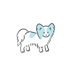 手書きの線画可愛い犬シリーズ　パピヨン