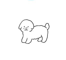 手書きの線画可愛い犬シリーズ　ビションフリーゼ