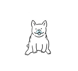 手書きの線画可愛い犬シリーズ　フレンチブルドック