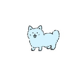 手書きの線画可愛い犬シリーズ　ポメラニアン