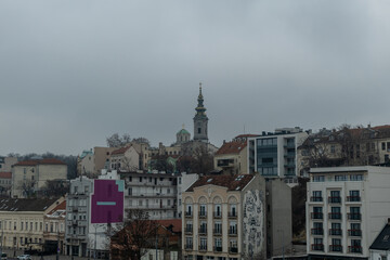 Scenic Belgrade vista viewed in winter, Serbia
