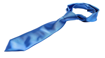 Elegant blue necktie on transparent background