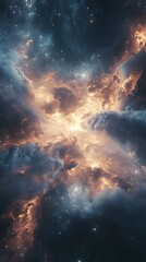 Fototapeta premium A vibrant cosmic scene depicting swirling clouds and stars.