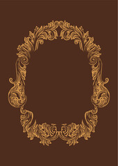 Simple islamic frame with a gold design on a brown background design vector illustration