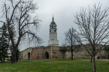 Prolom section and tower of the Belgrade Fortress in winter, Serbia