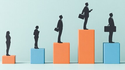 Business growth, career progression, leadership, and success concept.