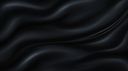 Fototapeta premium Abstract black silk fabric with smooth, elegant waves and folds.