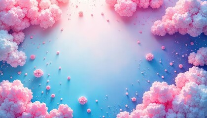 Fototapeta premium Ethereal pink cloudscape dreamlike environment digital art serene atmosphere aerial view abstract concept