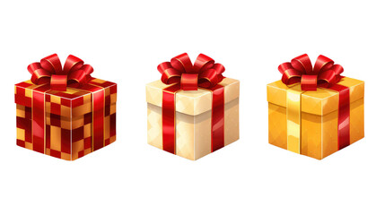 set of gift boxes isolated on  transparent background 