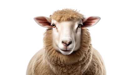 Obraz premium Sheep short face isolated on white transparent background