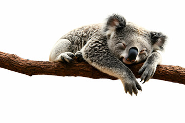 Cute Koala Sleeping Peacefully on a Branch in Natural Habitat