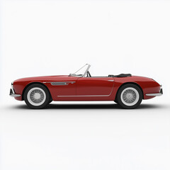 Fototapeta premium Classic red convertible displayed in a side profile on a clean white background. 