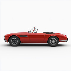 Classic red convertible displayed in a side profile on a clean white background.
