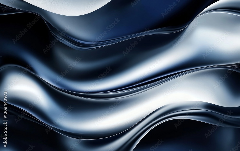 Wall mural a sophisticated abstract gradient background with rich navy and metallic silvers.featuring luxurious