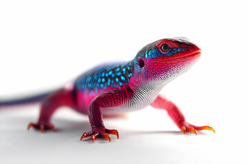 Fototapeta premium Vibrant Colorful Lizard with Unique Patterns on White Background