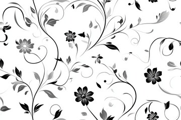Floral seamless pattern decorating background with swirls and flowers