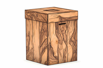 Wooden Box with Natural Grain Design and Slot for Donations or Votes