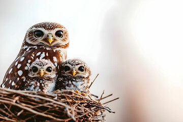 Close-Up of Owls Nesting Together in Their Natural Habitat