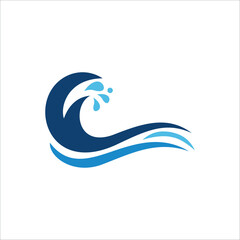 Abstract blue wave design with nature-inspired elements incorporating water motifs, in a flowing decorative pattern.